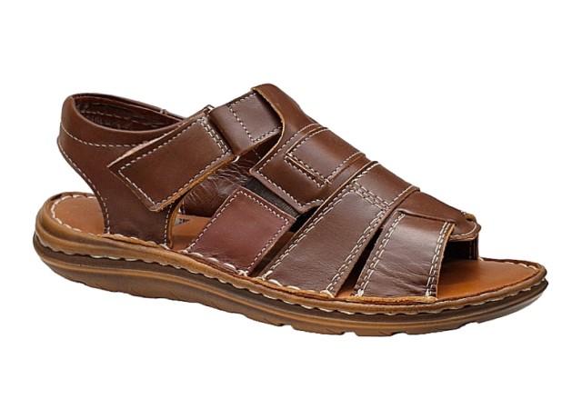 Sandale barbati casual din piele naturala maro GKR47M